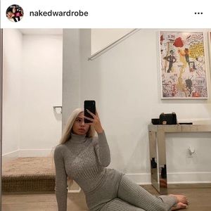 Naked Wardrobe Ribbed grey bodysuit